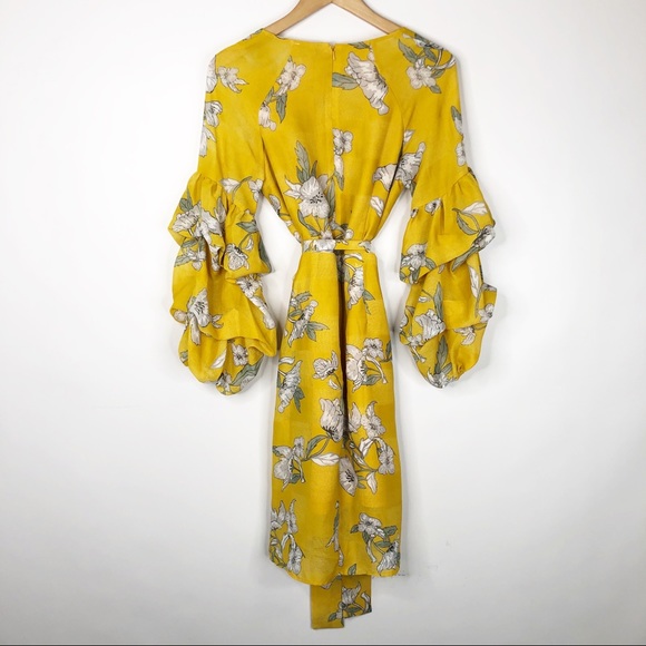 Chriselle x J.O.A. Yellow Tiered Sleeve Mini Dress - Picture 10 of 10
